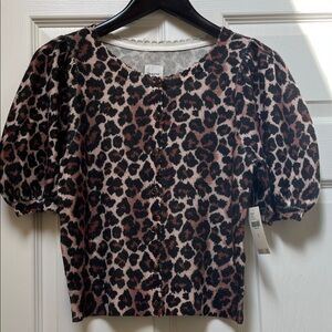 Maeve Animal Print Puff Sleeve Sweater